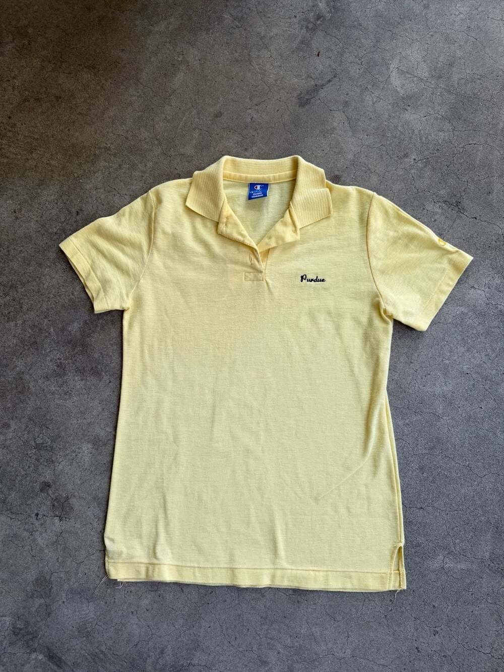 Vintage 80s Lady Champion Purdue University Script Polo Shirt Yellow Size Medium